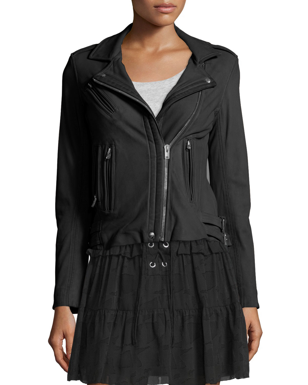 Iro Han Leather Motor Jacket In Black Lyst Iro Women S Black Han Leather Motor Jacket