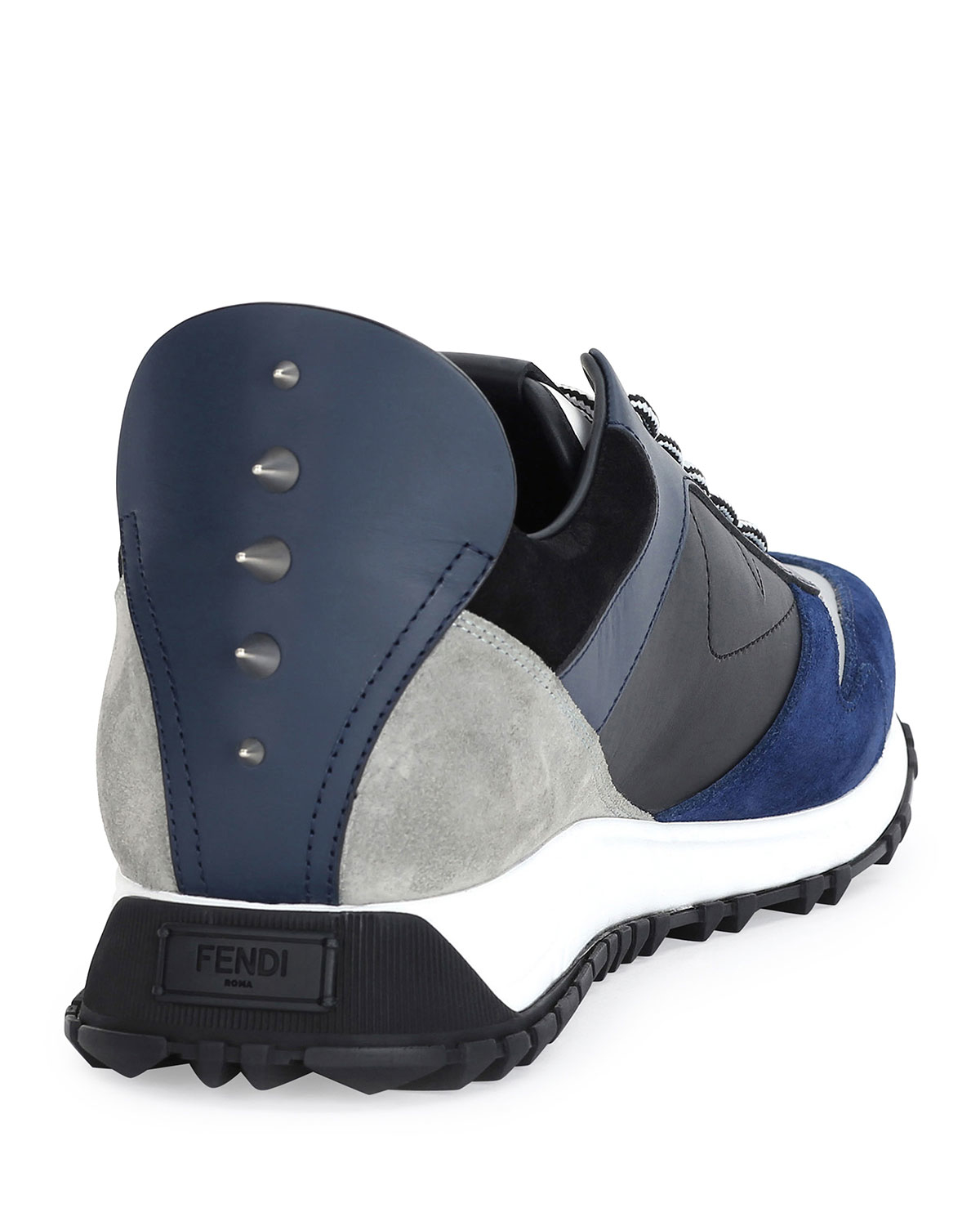 Fendi Monster Runner SpikeBack Leather Sneaker in Blue