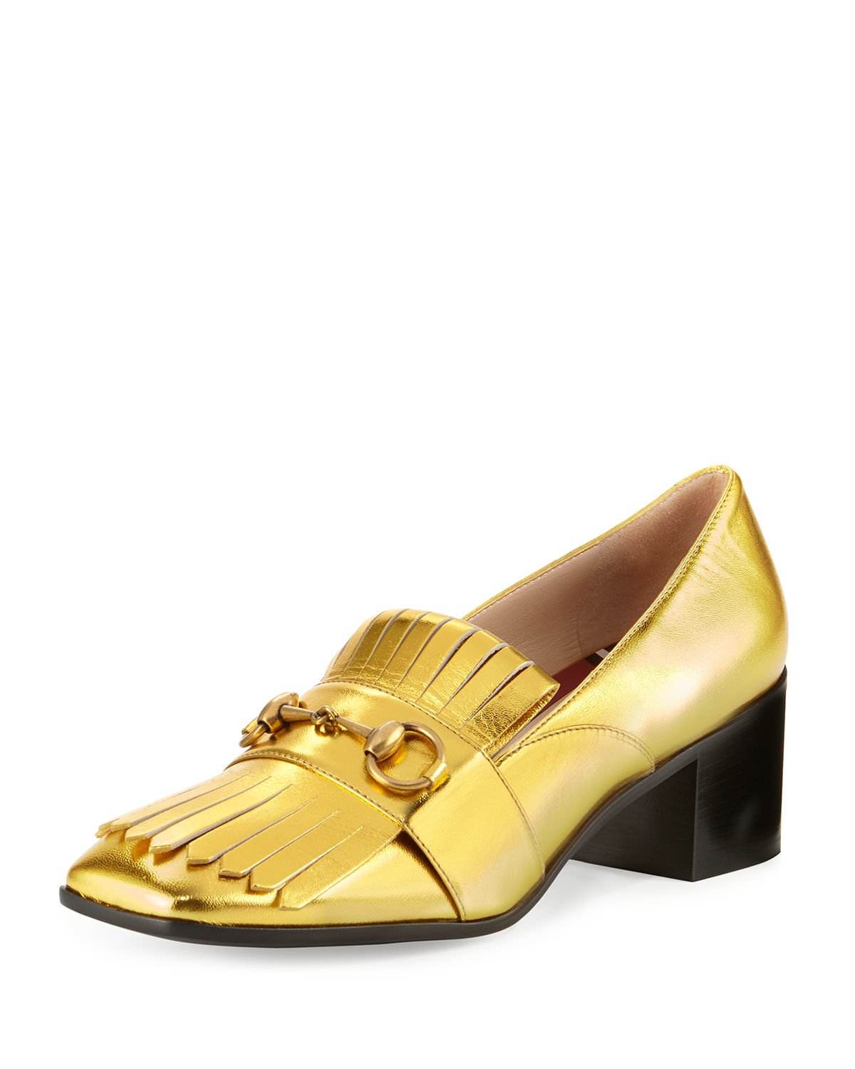Gucci Polly Kiltie Leather 55mm Loafer in Gold (Pink) - Lyst