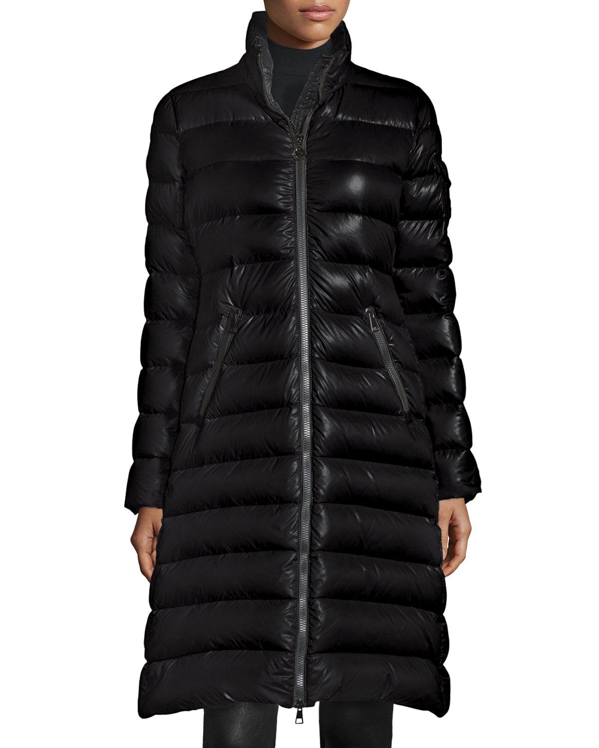 Moncler Moka Long Shiny Quilted Down Coat in Black Lyst