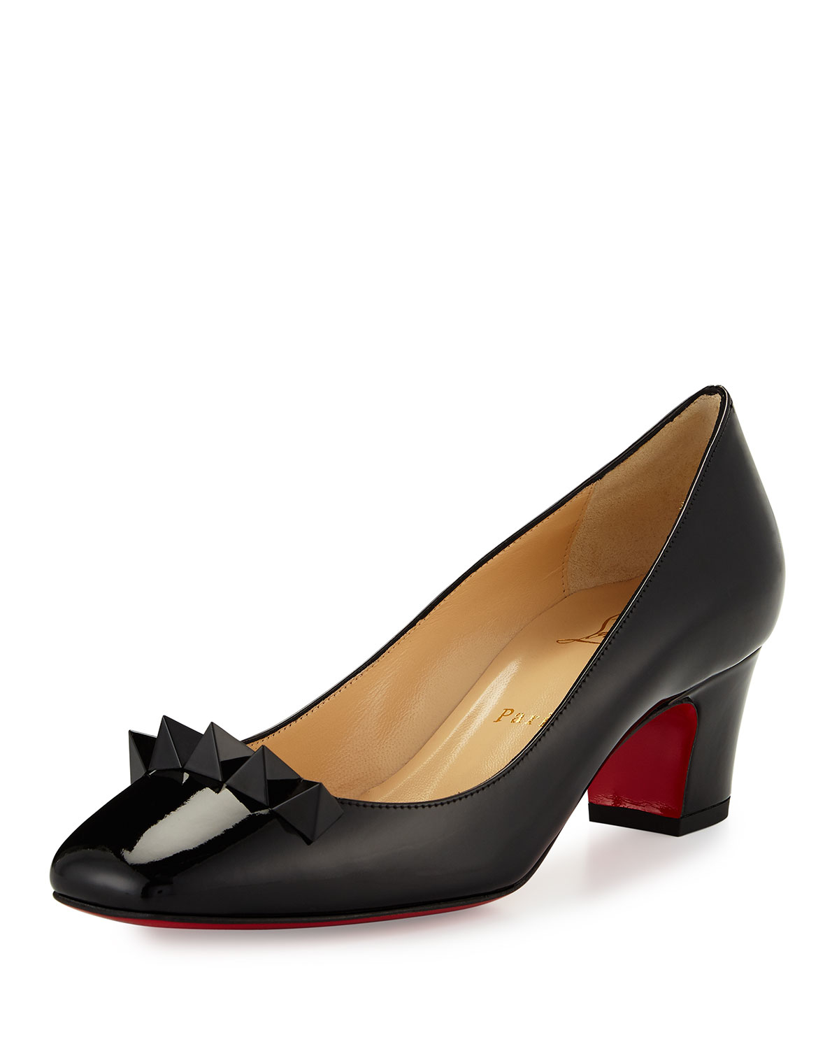 Christian louboutin Pyramidame Blockheel Red Sole Pump in Black Lyst