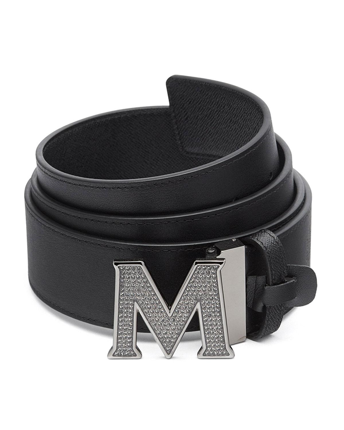 MCM Men's Be Jeweled M-buckle Leather Belt in Black for Men - Lyst