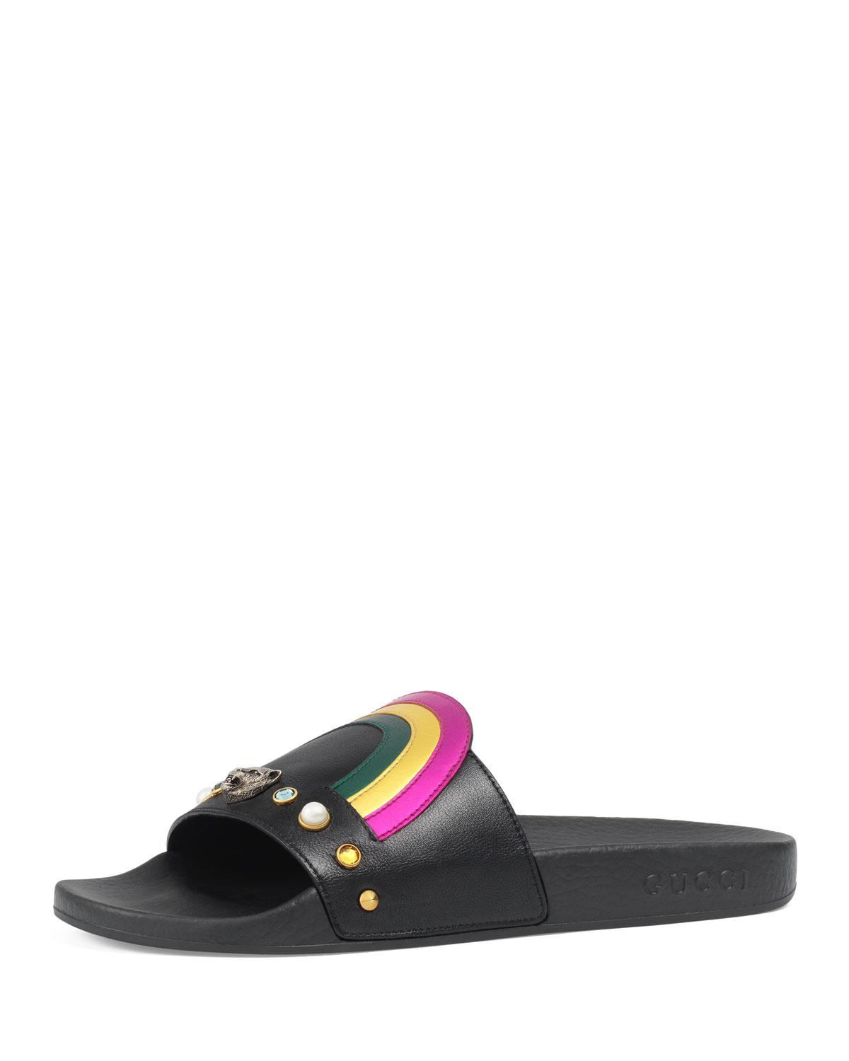 rainbow gucci slides