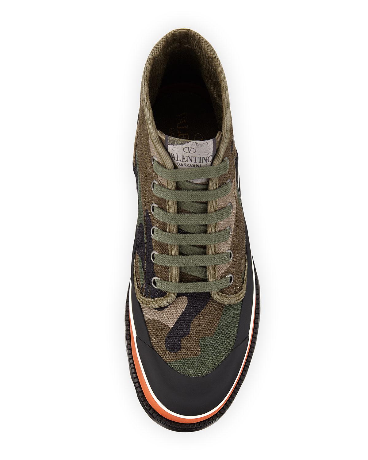 Valentino Camouflage Canvas High-top Sneaker in Green for Men - Lyst