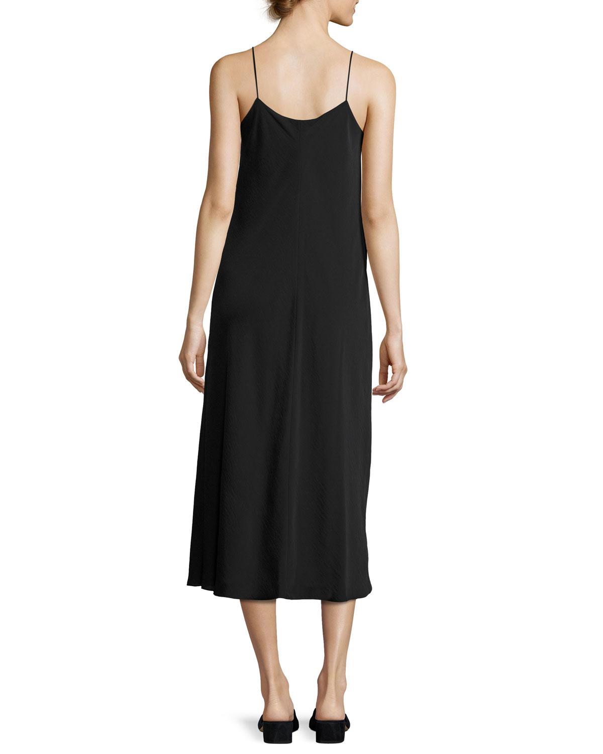 Vince Bias-cut Midi Slip Dress in Black | Lyst