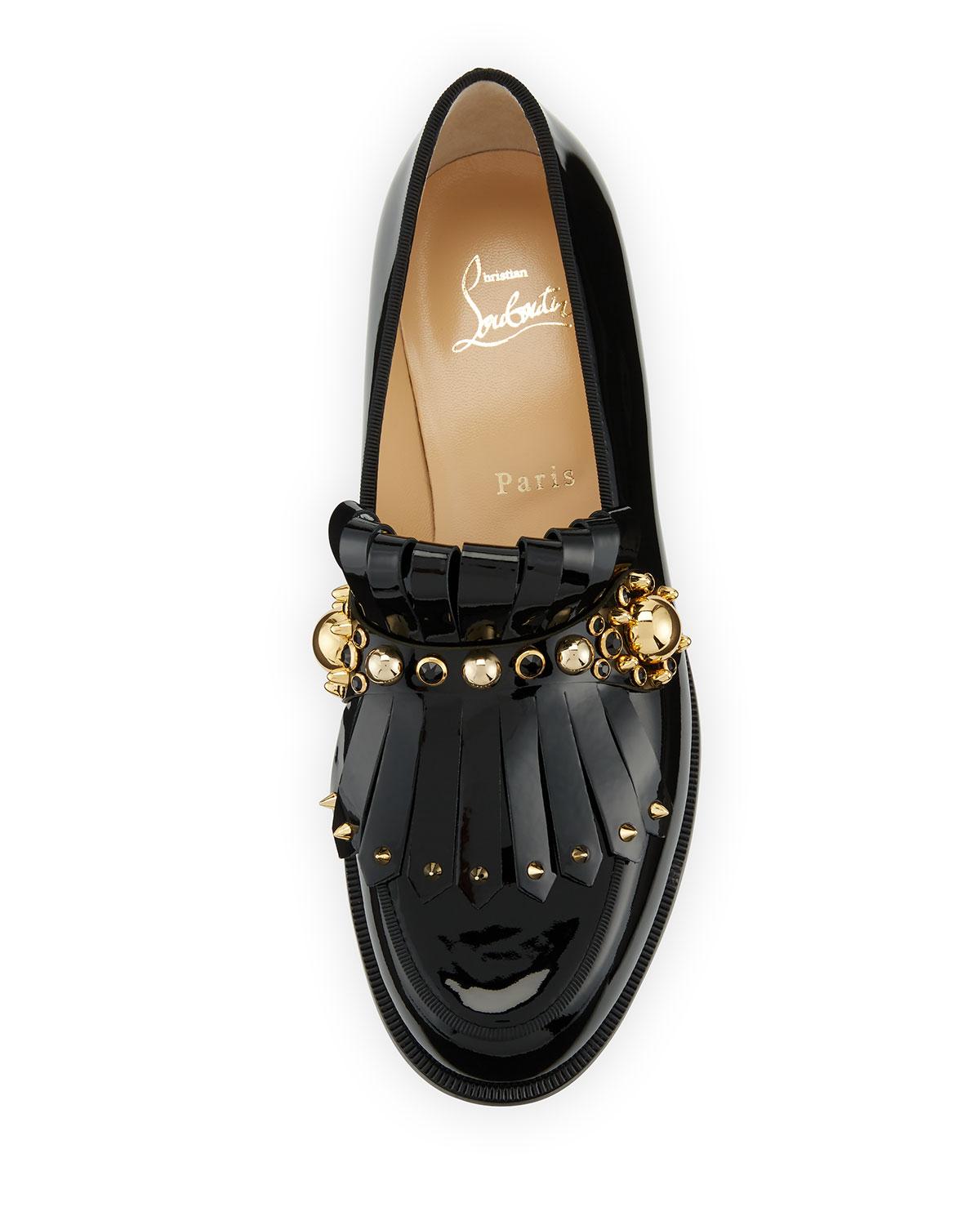 Christian Louboutin Octavian Patent Leather Loafers in Black (Grey) - Lyst