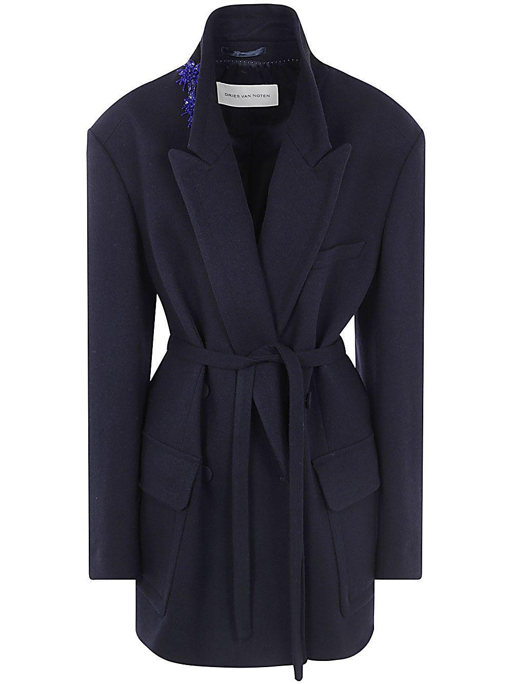 コート Dries Van Noten Midnight Blue Wool Blend Bless Coat Dries Van Noten Midnight Blue Wool Blend Bless Coat