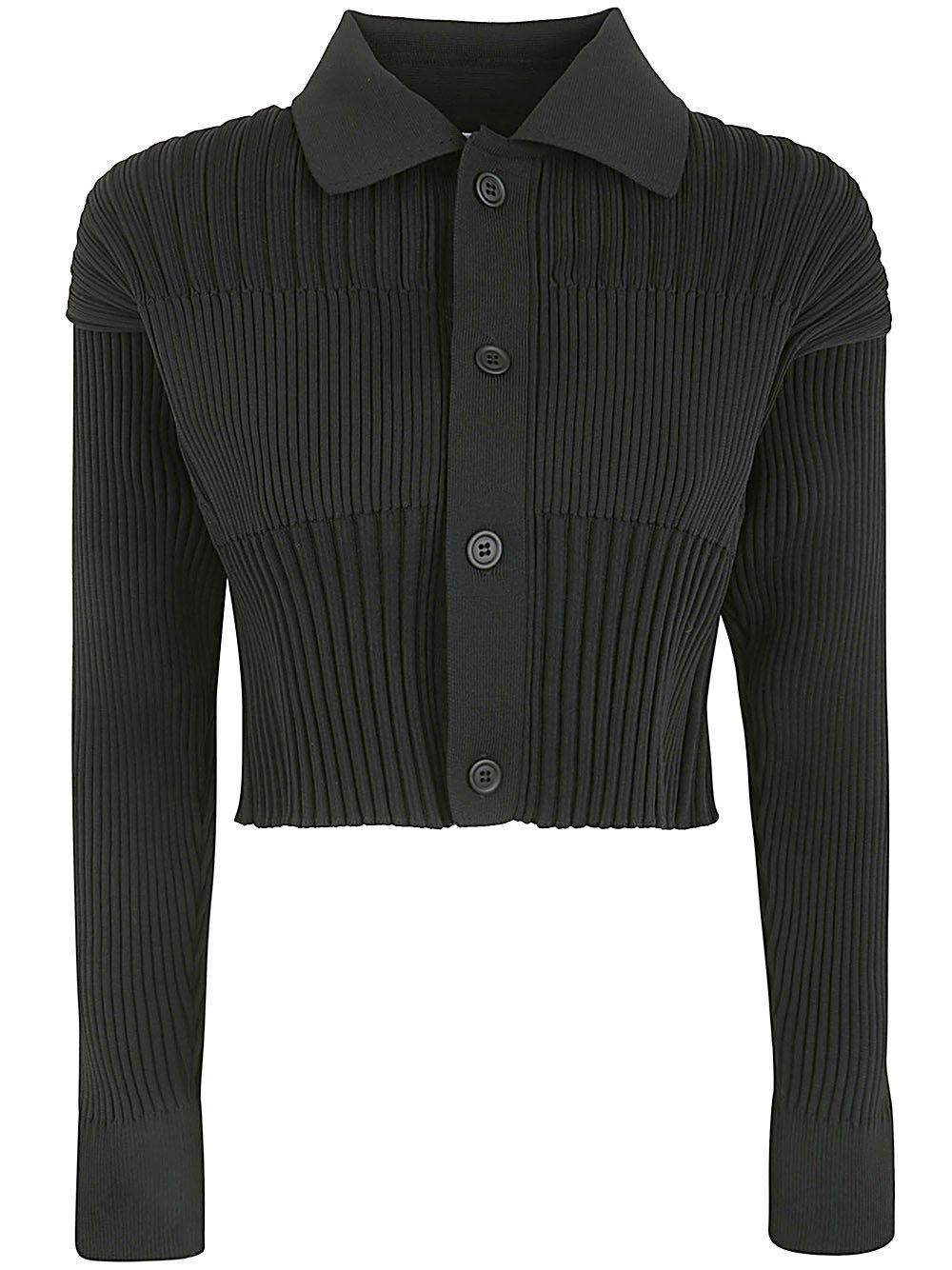 CFCL Fluted Cropped Shirt Cardigan in Black | Lyst