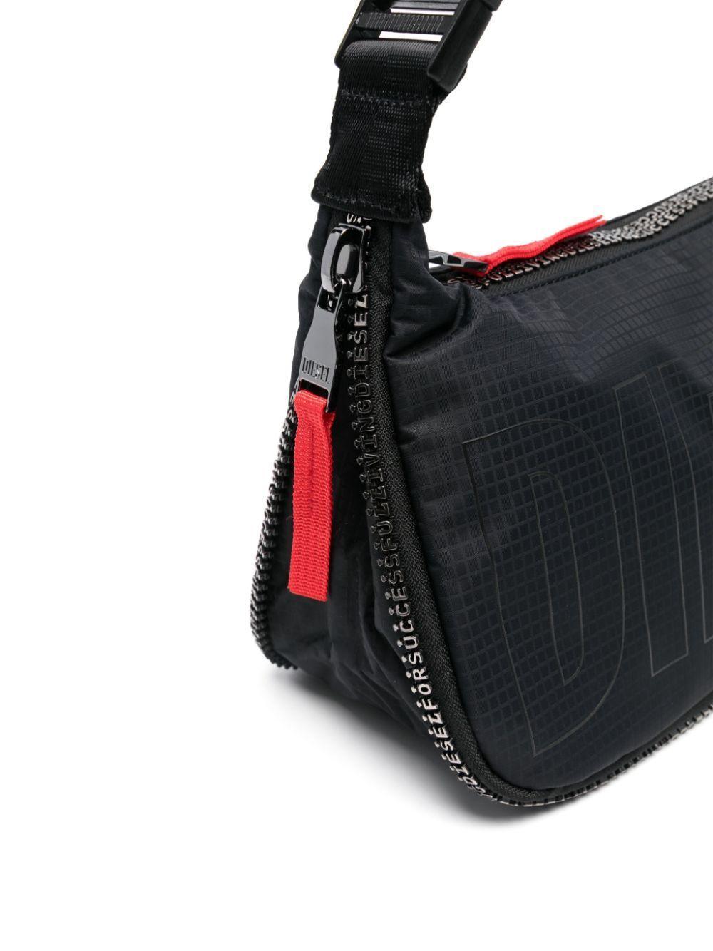 バッグ DIESEL Zip-D Crossbody X Men's Zip-D-Sling bag in check-jacquard shell | Black | Diesel
