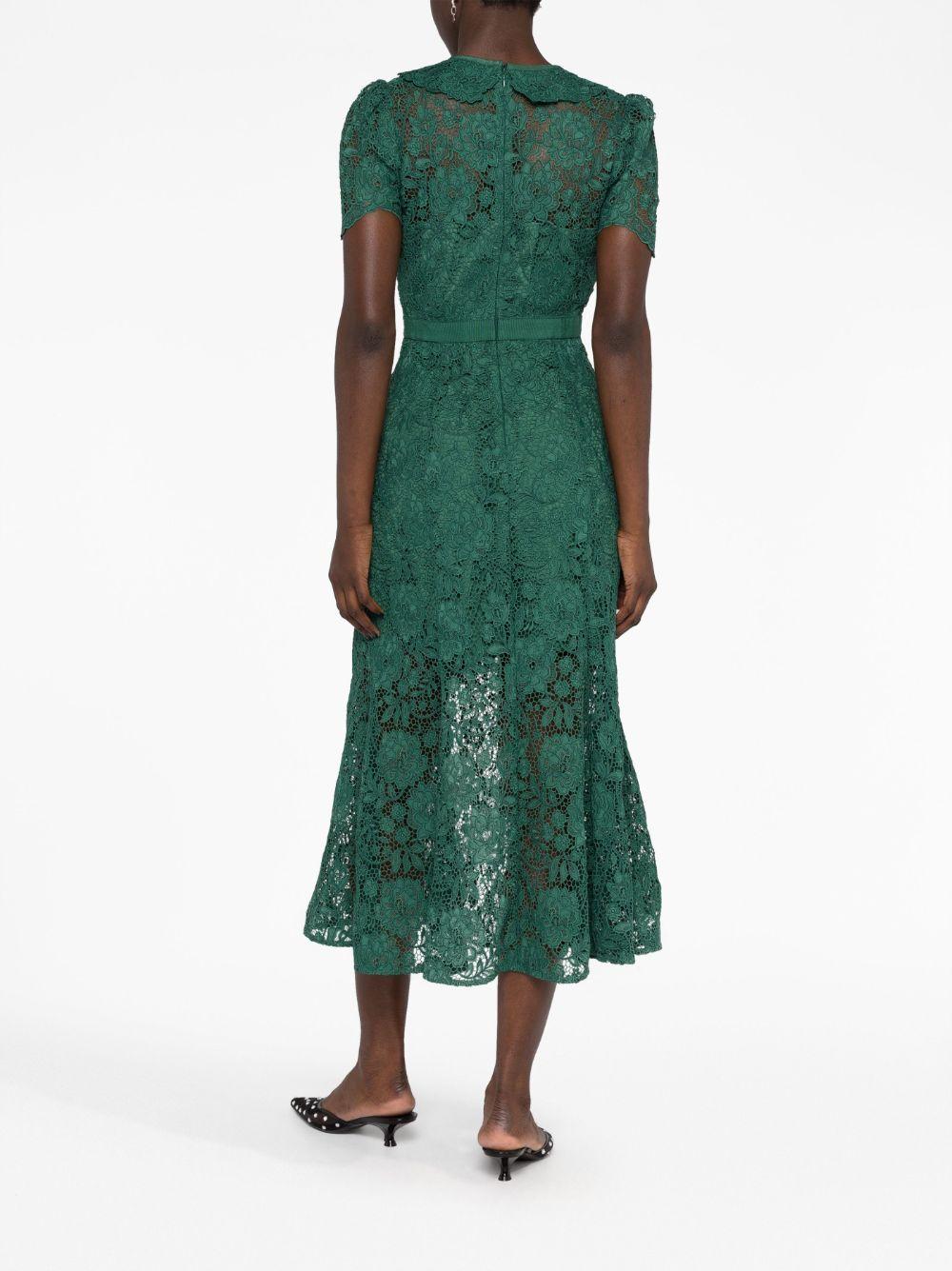 Self-Portrait Green Cord Lace Midi Dress | Lyst
