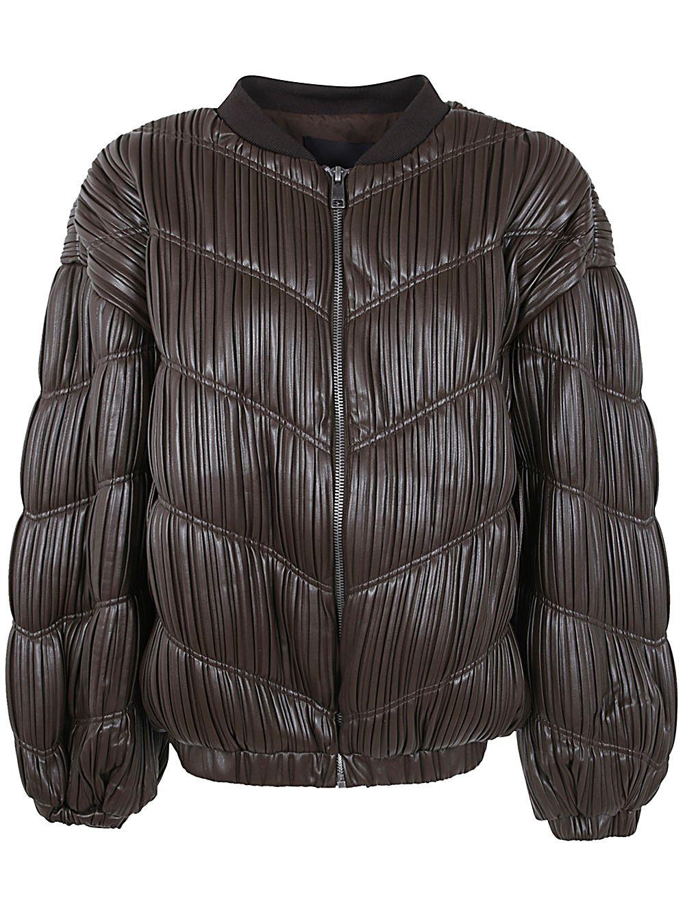ブルゾン Rotate Birger Christensen Black Pleated Bomber With Zip Pleated Bomber Jacket Black - ROTATE Birger Christensen