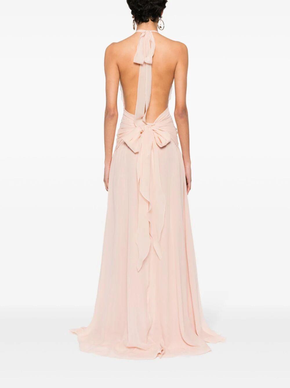 Blumarine 2a456a Long Dress in Natural | Lyst
