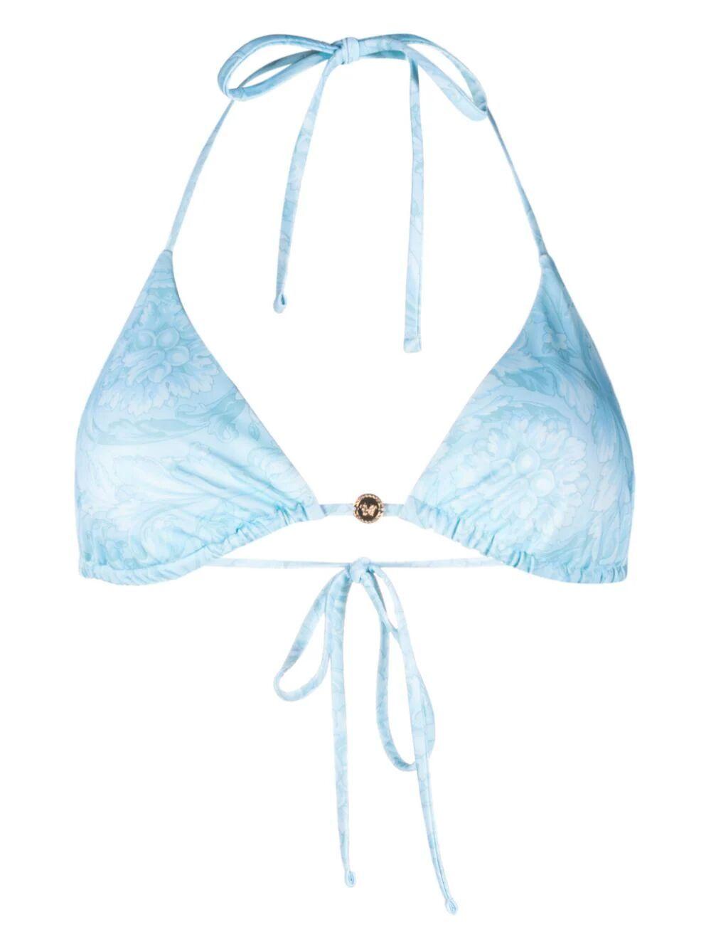 Versace Barocco Print Bikini Top in Blue | Lyst