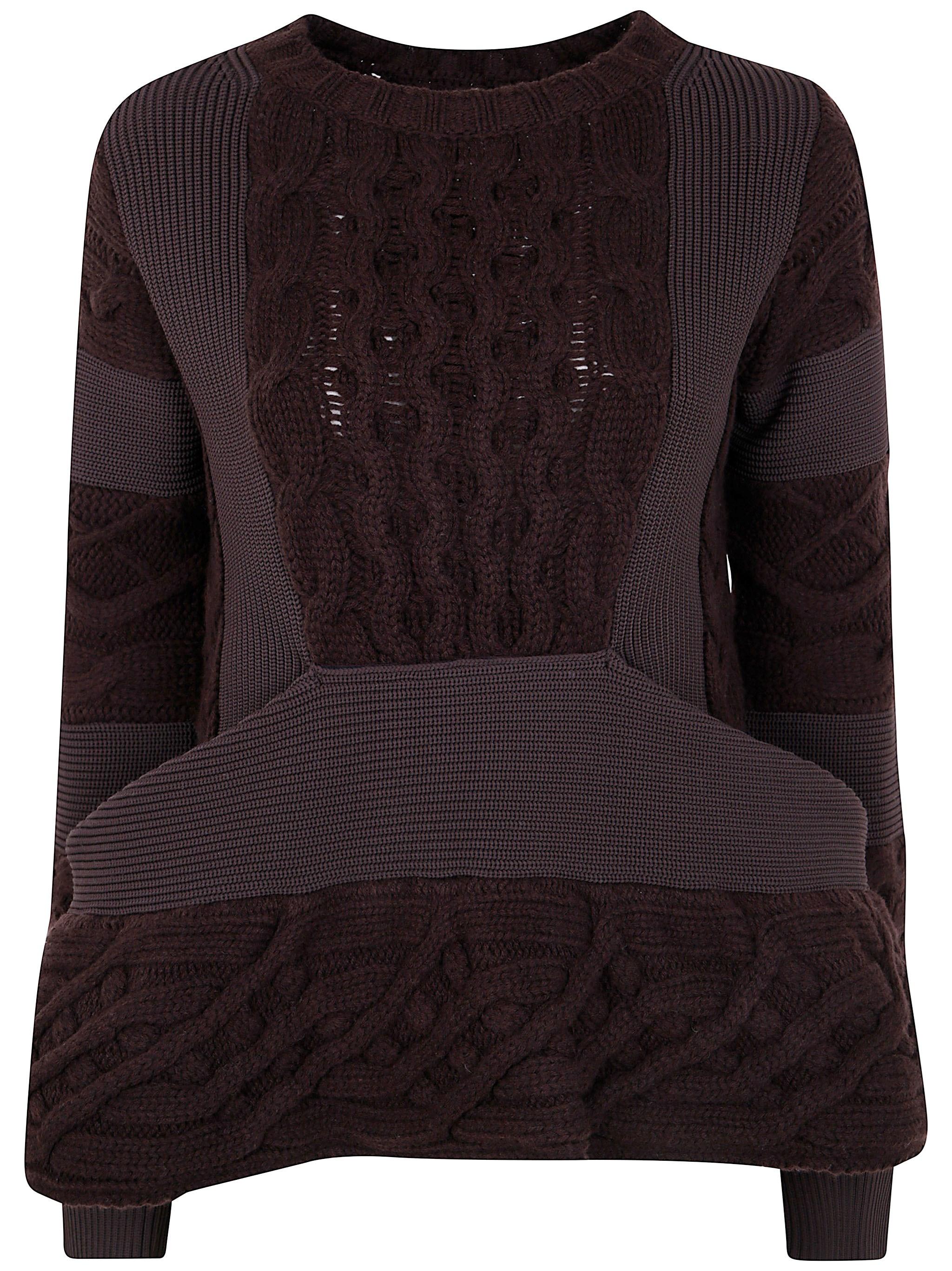 Sacai Wool Knit Pullover in Black | Lyst