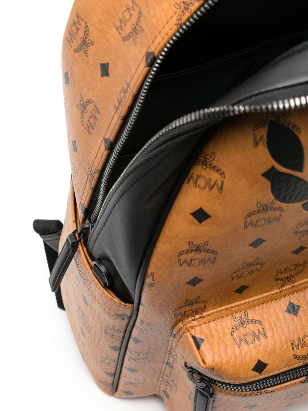 MCM Medium Stark Mega Laurel Visetos Backpack in Brown for  display picture 2