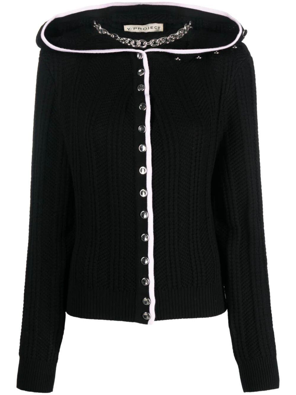 Y. Project Ruffle Necklace Cardigan in Black | Lyst