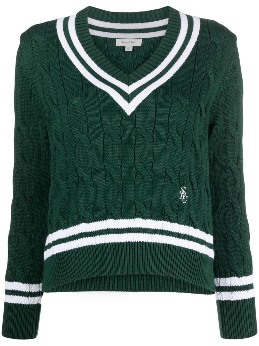 専用ページ　RR V-NECK SWEATER Sporty & Rich Src Cableknit V Neck Sweater in Green | Lyst