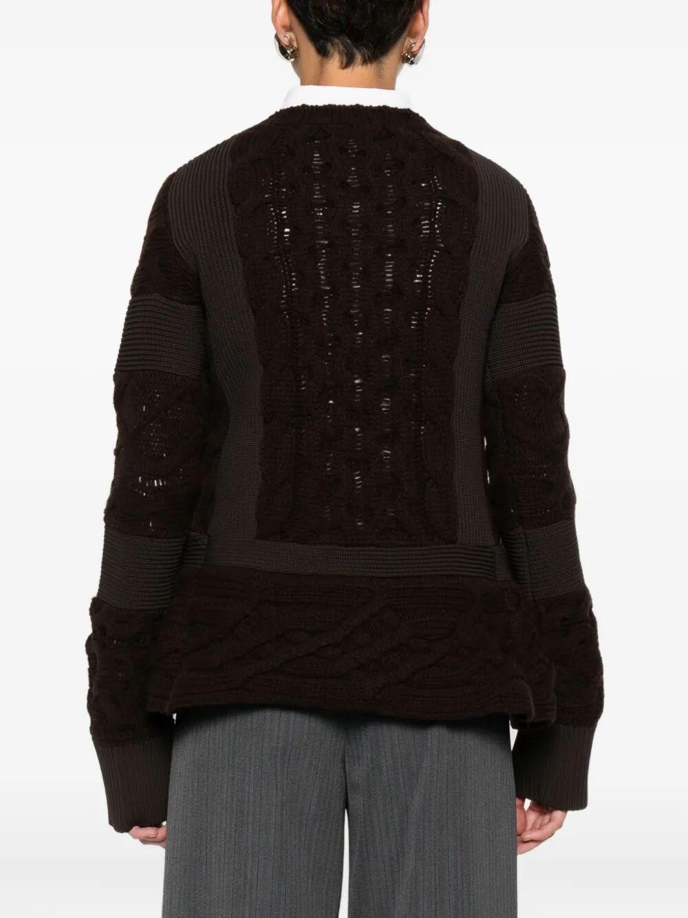 Sacai Wool Knit Pullover in Black | Lyst