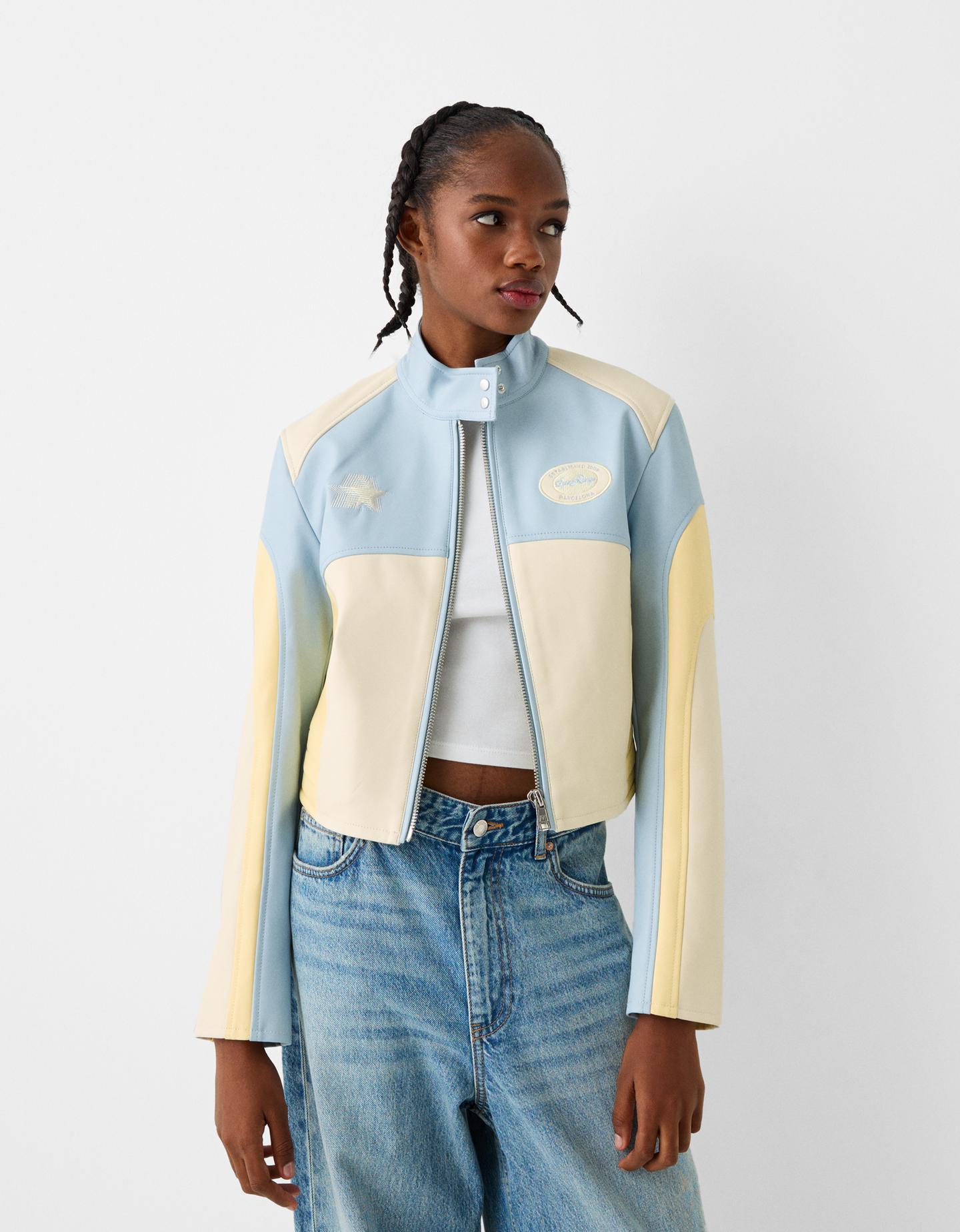 Bershka Yellow Overhead Jacket Bershka Yellow Faux Leather Jacket