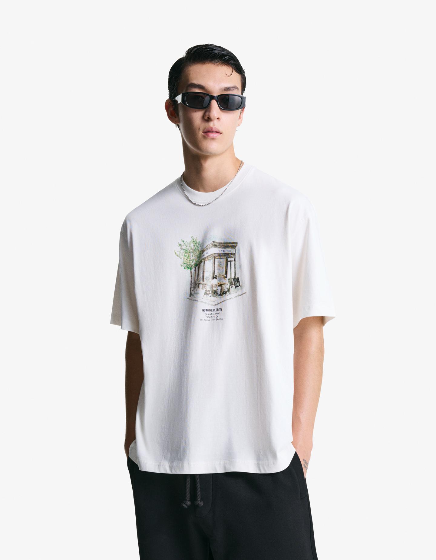 ★ドイツ発*BERSHKA*新作*SPRAY FADED スリーブレスTシャツ★ Short sleeve faded T-shirt - T-shirts - Men | Bershka