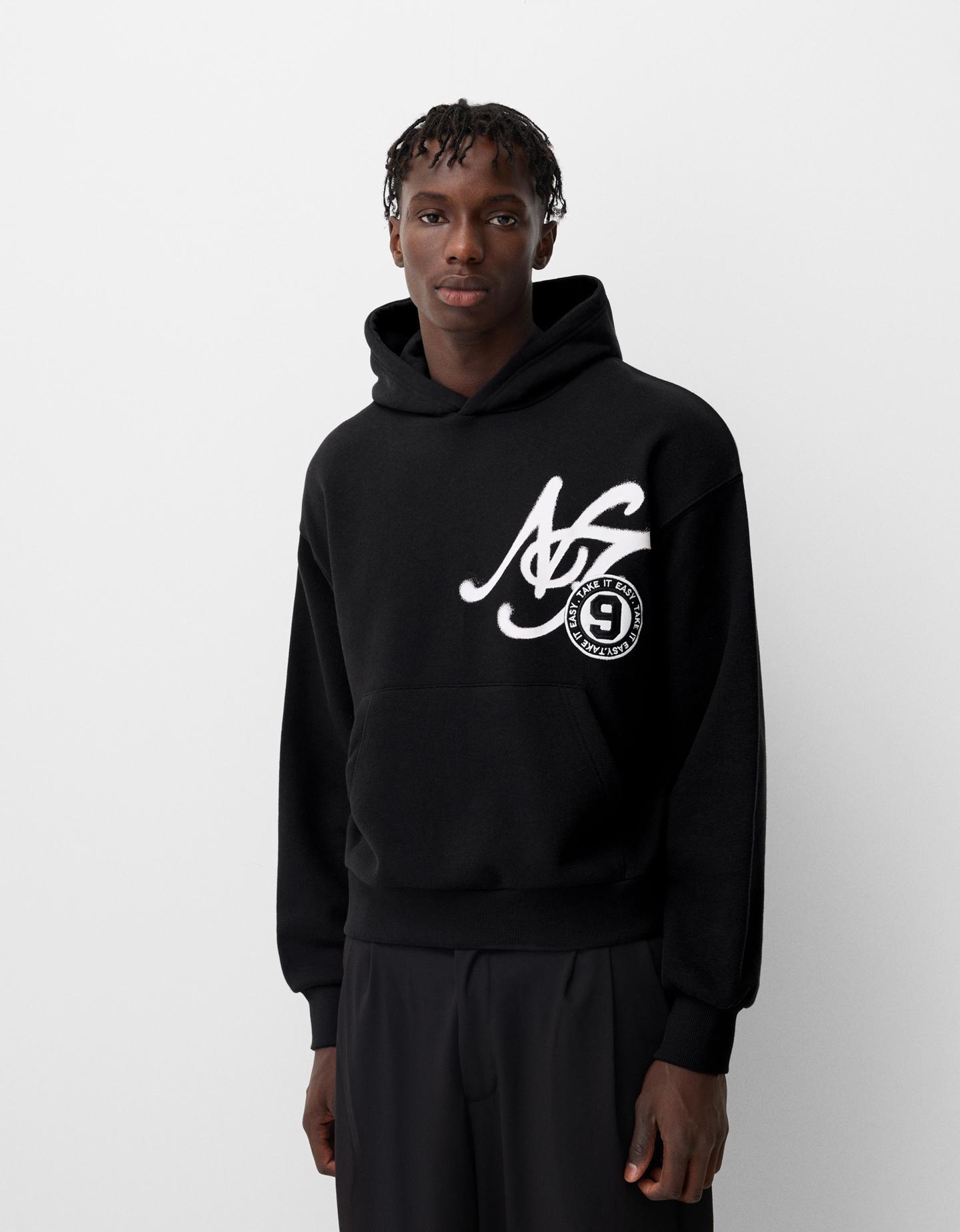 Bershka black hoodie discount