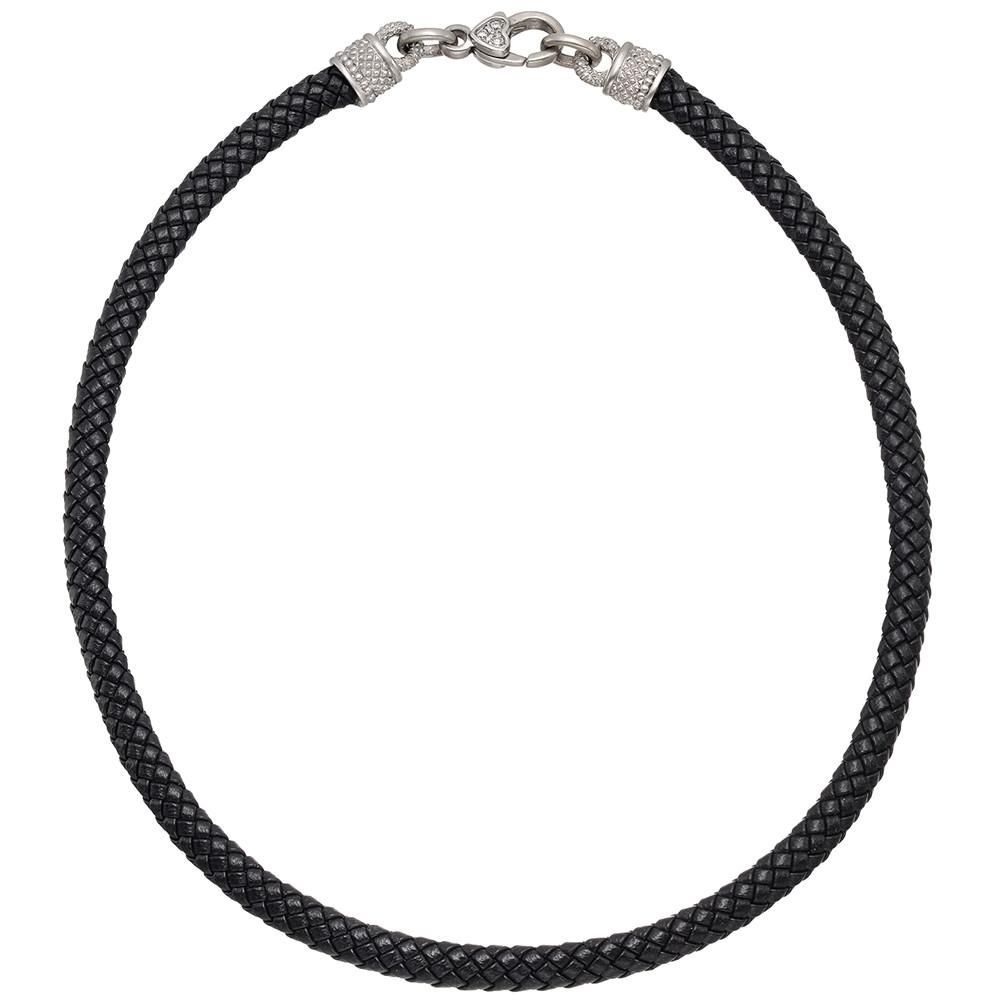 Judith Ripka Braided Leather Cord Necklace With 18k White Gold ...