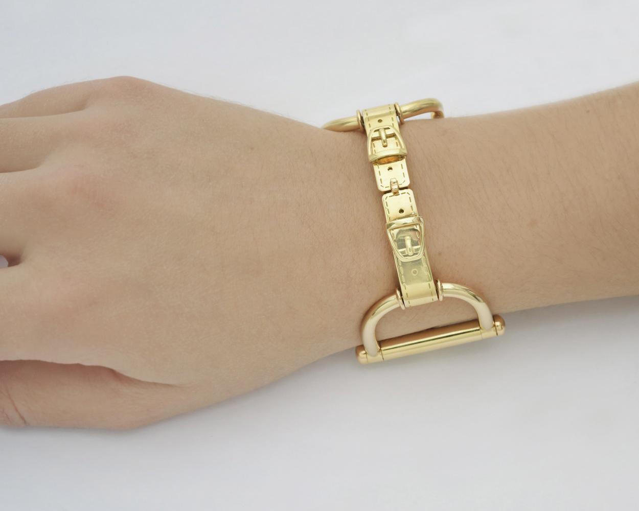 Gucci 18k Yellow Gold Stirrup & Buckle Link Bracelet Lyst