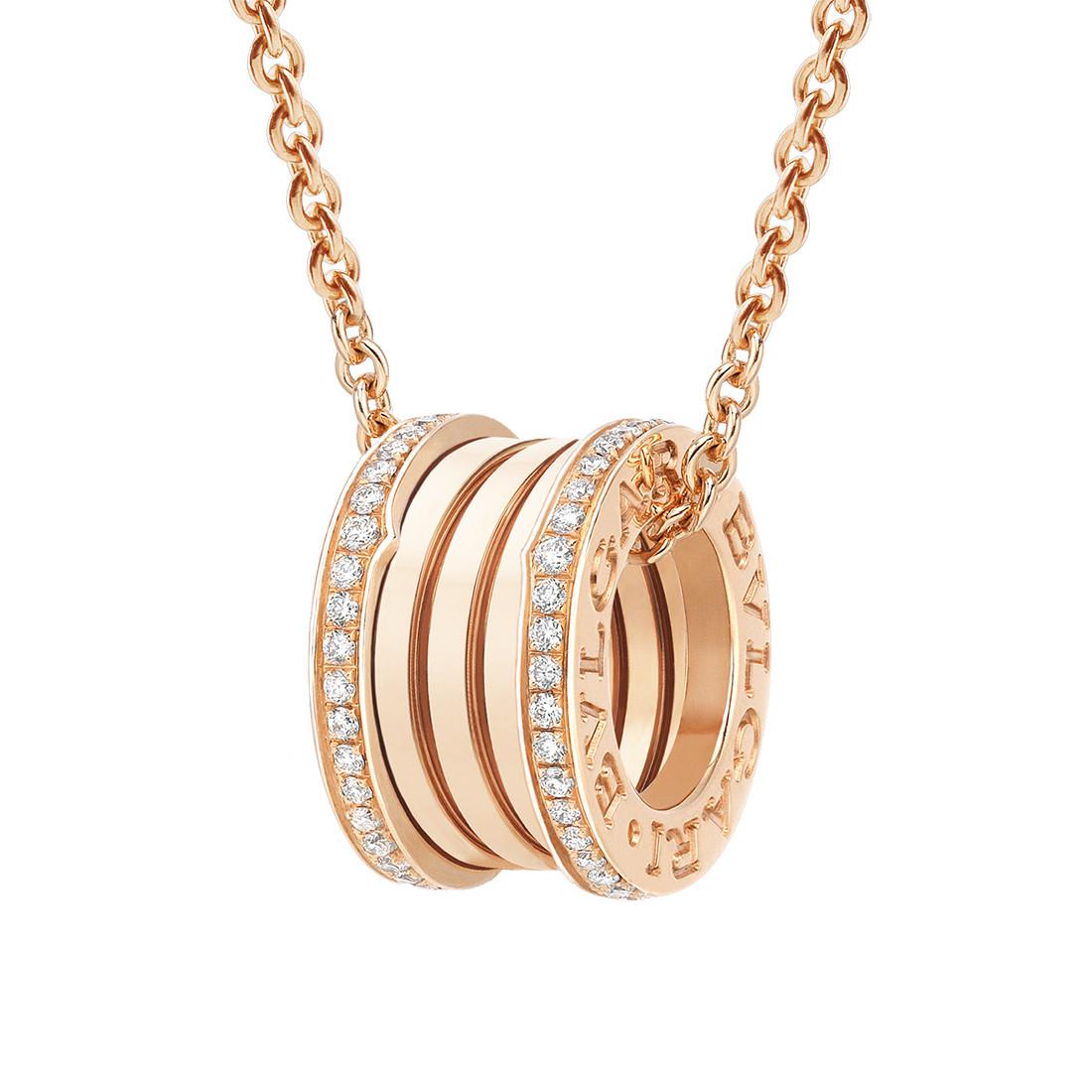 Bvlgari 18k Pink Gold Diamond Bzero1 Pendant Necklace Lyst Bvlgari 18k Pink Gold Diamond Bzero1 Pendant Necklace Lyst