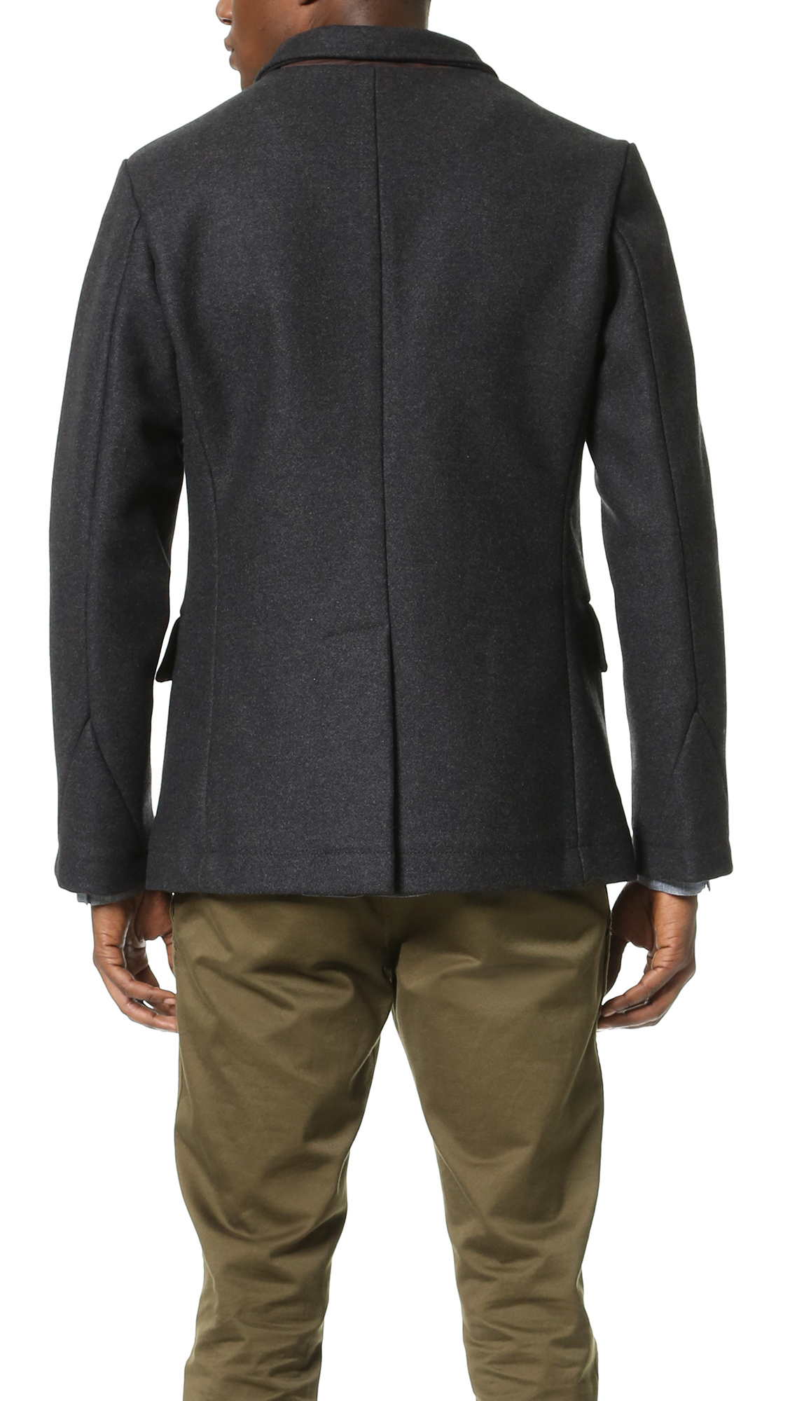 Billy Reid Wool Peak Lapel Pea Coat in Charcoal (Gray) for Men - Lyst