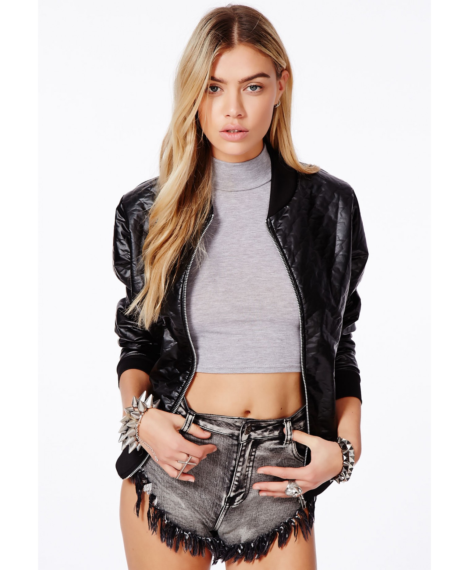 Missguided Blanchela Black Quilted Bomber Jacket - Lyst