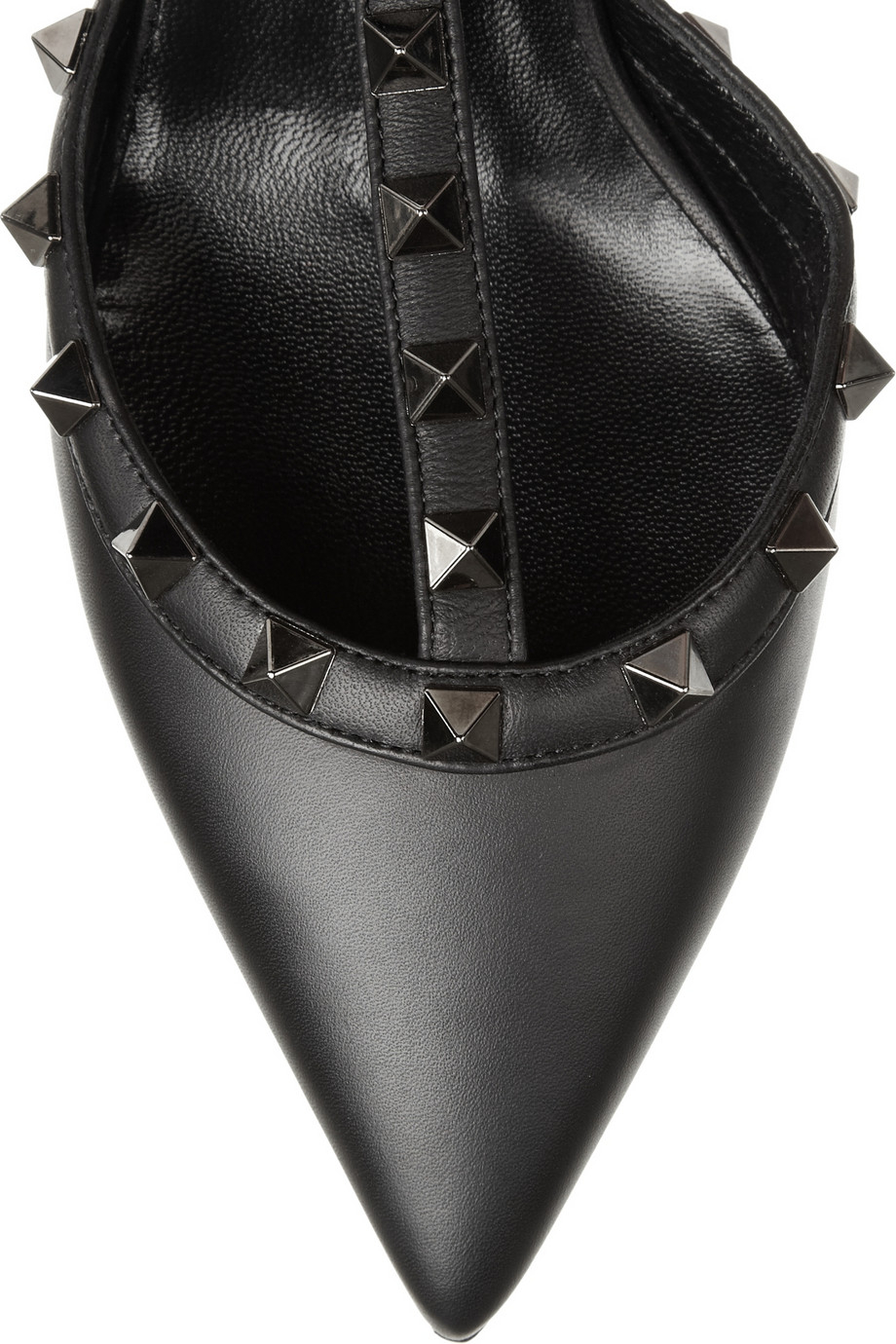 Lyst - Valentino Garavani Rockstud Rolling Noir Leather Kitten-heel ...