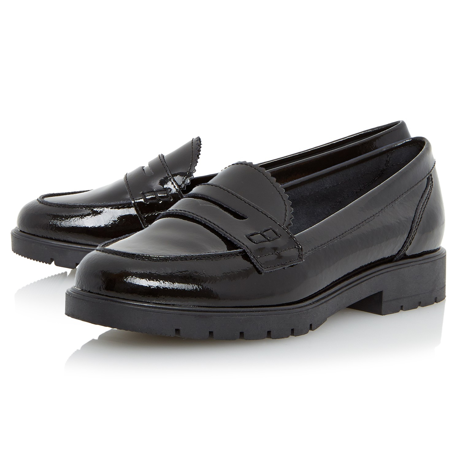 Dune Gleat Cleated Sole Loafers in Black Patent (Black) Lyst