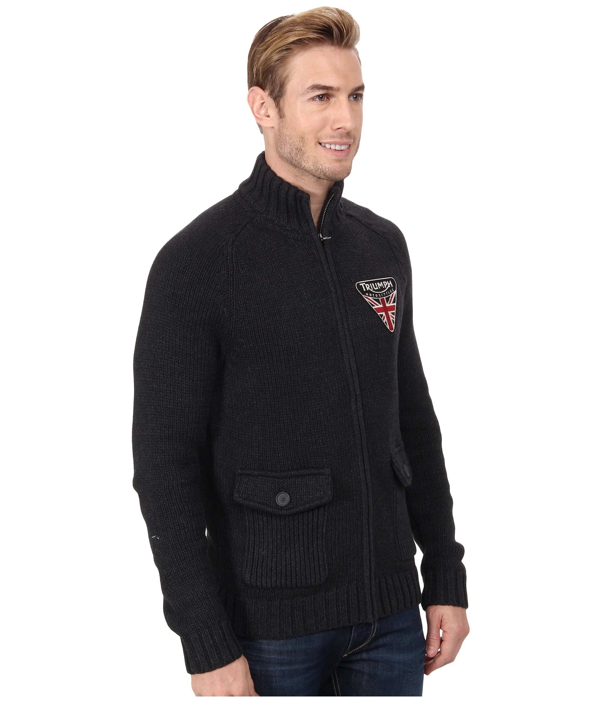 Lucky Brand Full Zip Mock Neck Sweater in Charcoal (Gray) for Men Lyst