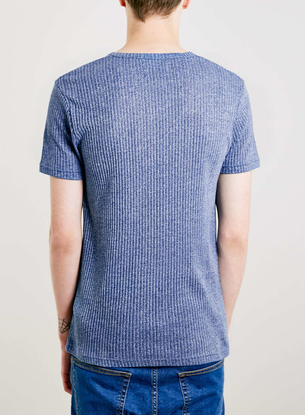 Topman Blue Muscle Fit Ribbed T-shirt in Blue for Men | Lyst