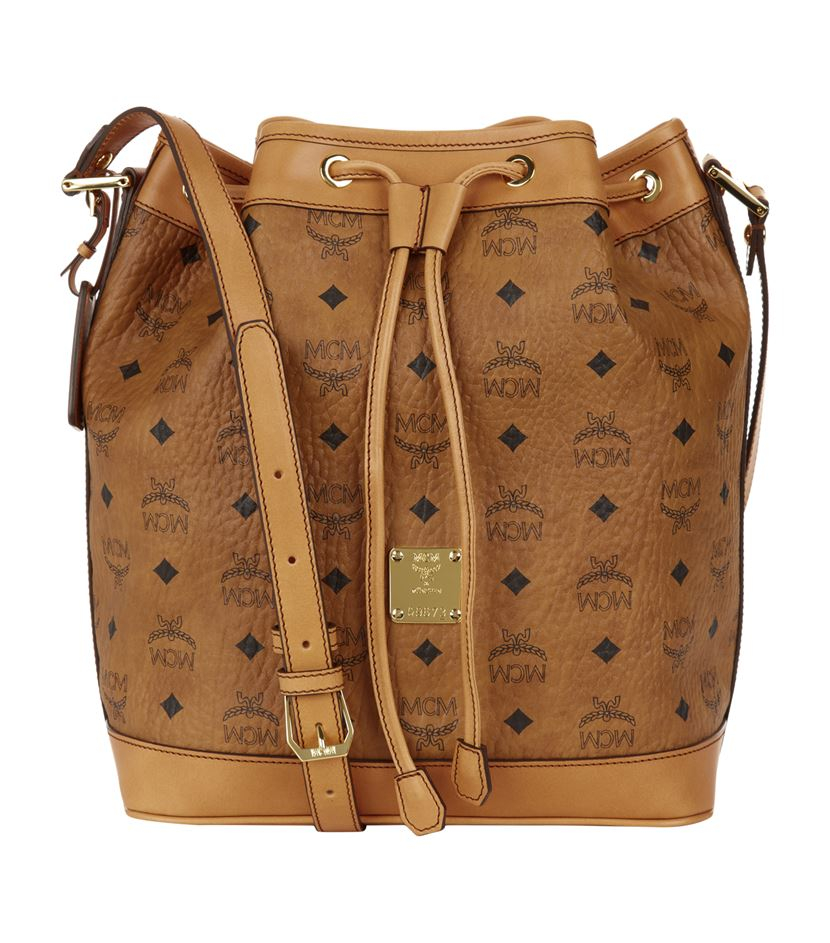 MCM Heritage Drawstring Bucket Bag in Brown Lyst