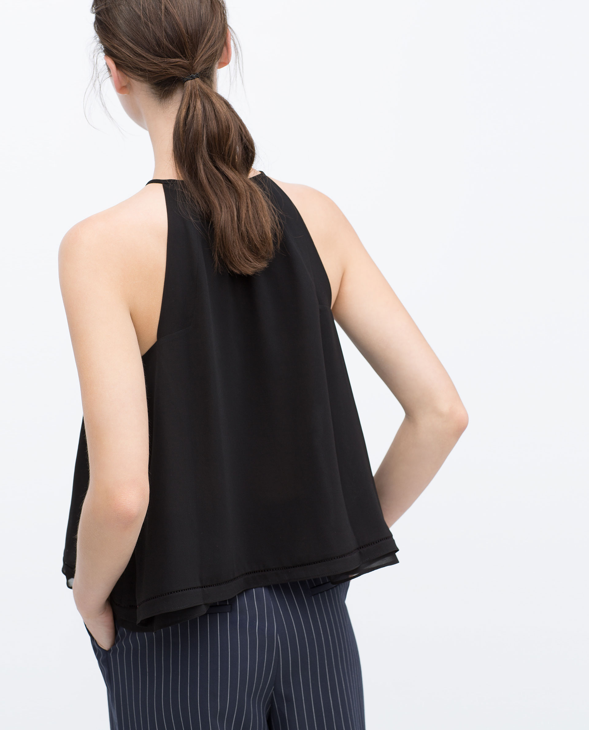 Zara Halter Neck Top in Black | Lyst