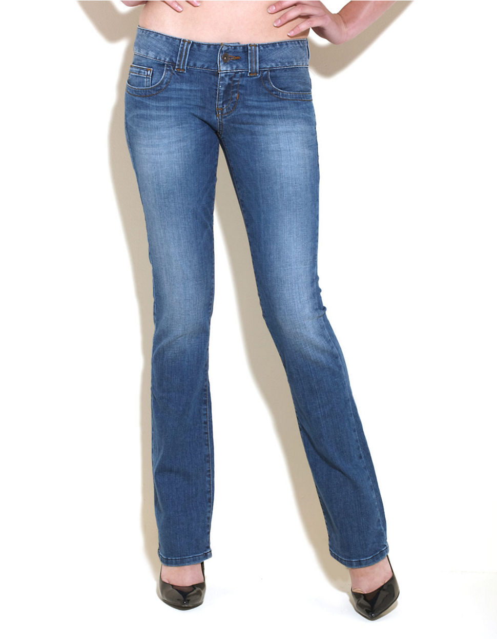 navy blue bootcut trousers