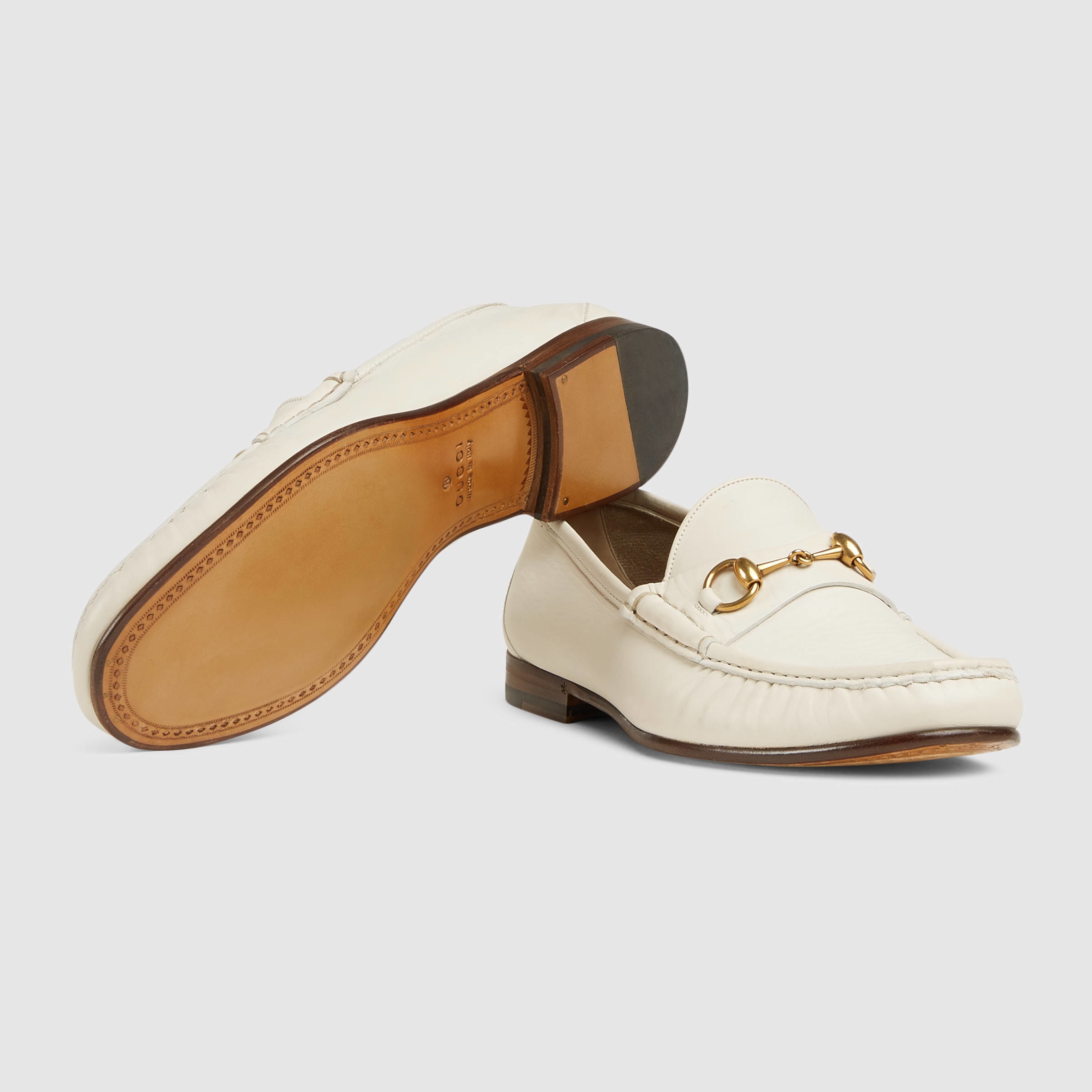 gucci horsebit loafers white