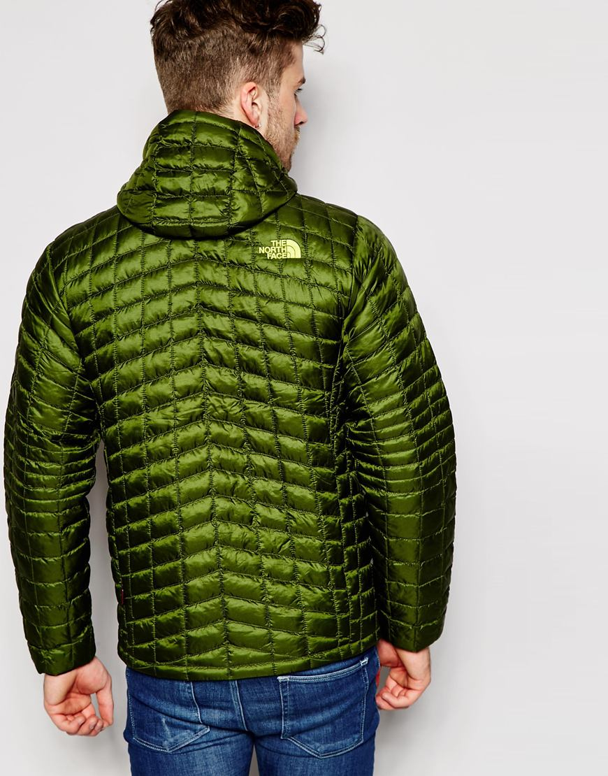 The North Face Thermoball Jacket With Hood in Green for Men - Lyst
