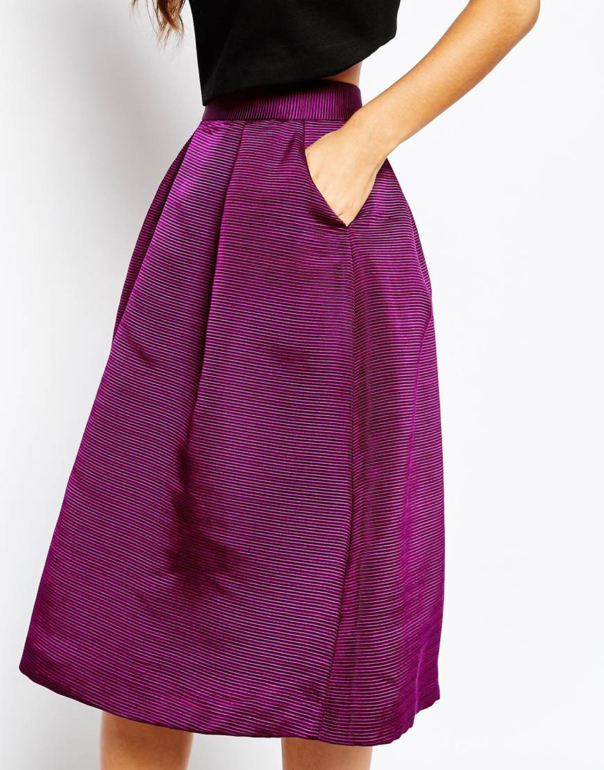 Ted Baker Zelida High Waisted Midi Skirt in Purple | Lyst