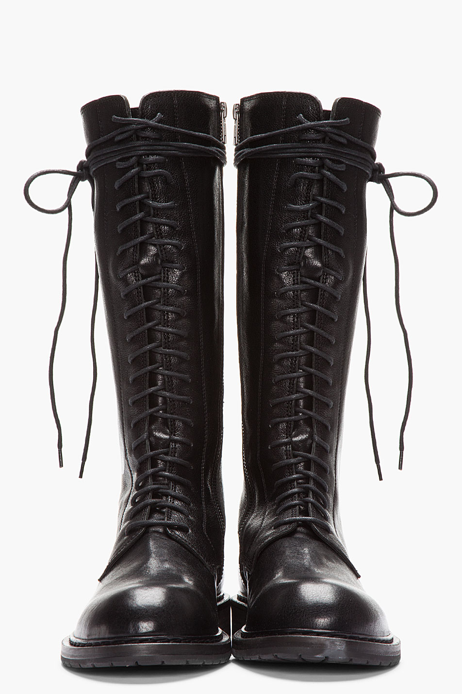 Lyst - Ann Demeulemeester Tall Black Leather Lace_up Boots in Black for Men