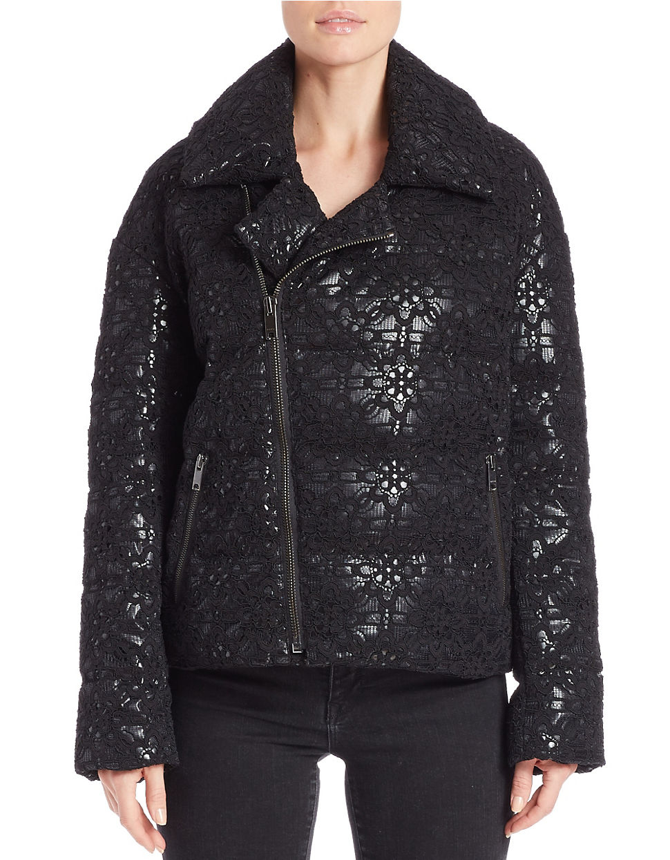 dkny black longline puffer coat
