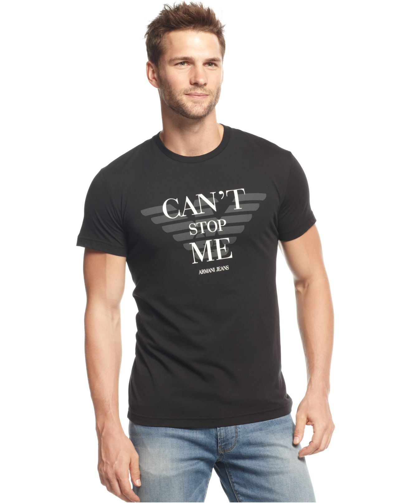 Armani Jeans Can T Stop Me T Shirt In Black For Men Lyst