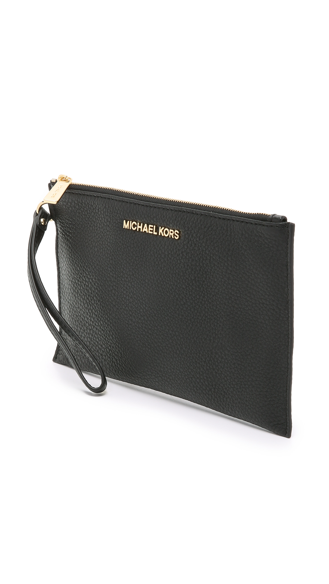 MICHAEL Michael Leather Bedford Large Zip Clutch in Black - Lyst