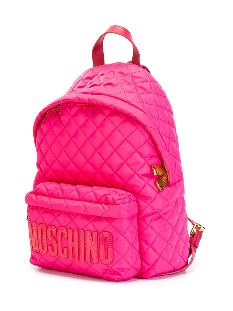 Moschino Quilted Backpack in Pink 