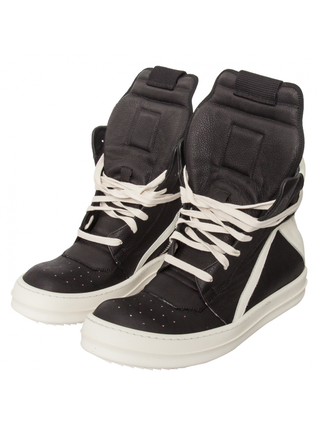 Rick owens Geo Basket Textured Leather Boots Black/white in White | Lyst
