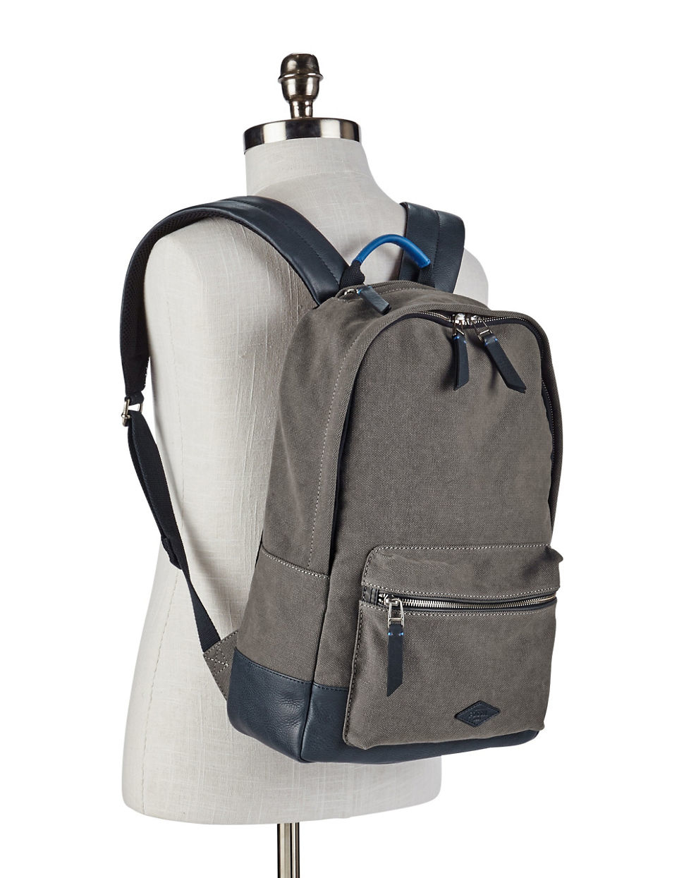 Fossil Estate Leather-trimmed Backpack in Grey (Gray) for Men - Lyst