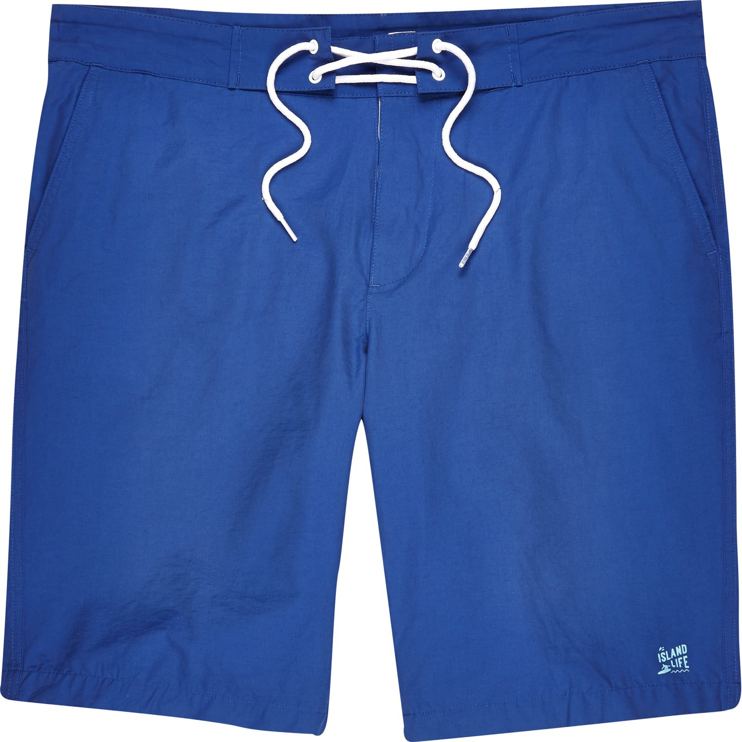 River island Navy Blue Plain Drawstring Board Shorts in Blue for ...