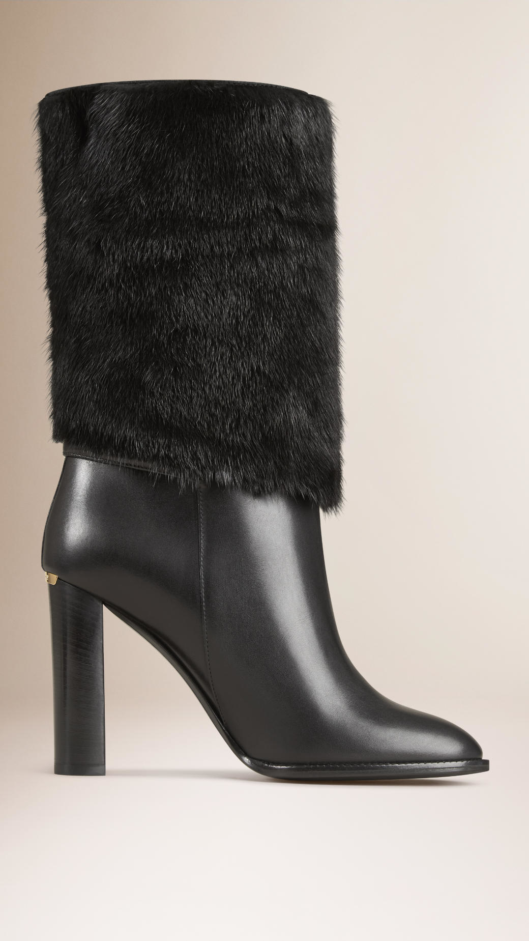 Burberry Mink Fur And Leather Boots in Black | Lyst