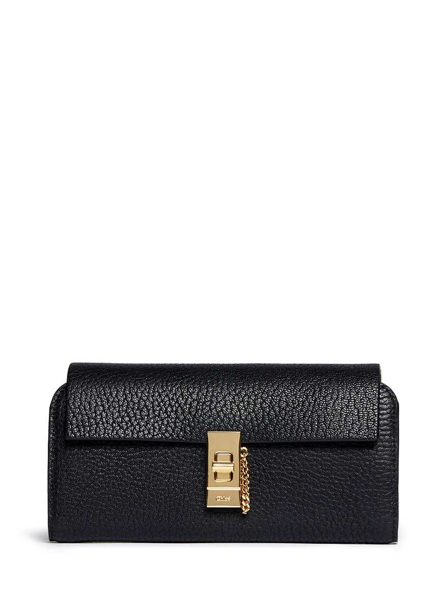 Chloé 'Drew' Leather Continental Wallet in Black | Lyst